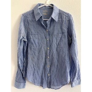 Lilly Pulitzer Sea View Top Womens Small Blue White Stripe Coastal Beachy Preppy